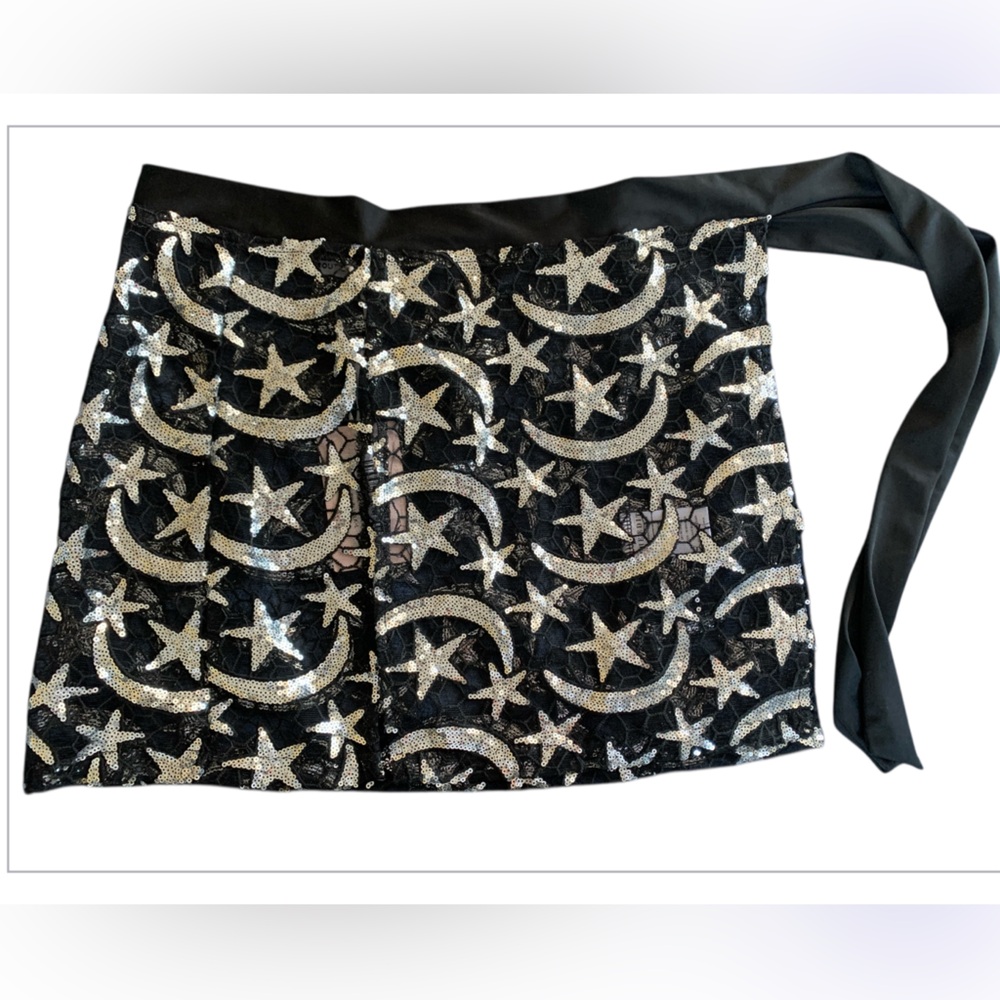 *NWT Beginning Boutique Shania Black and Silver Star Skirt SIZE L - Picture 2 of 9